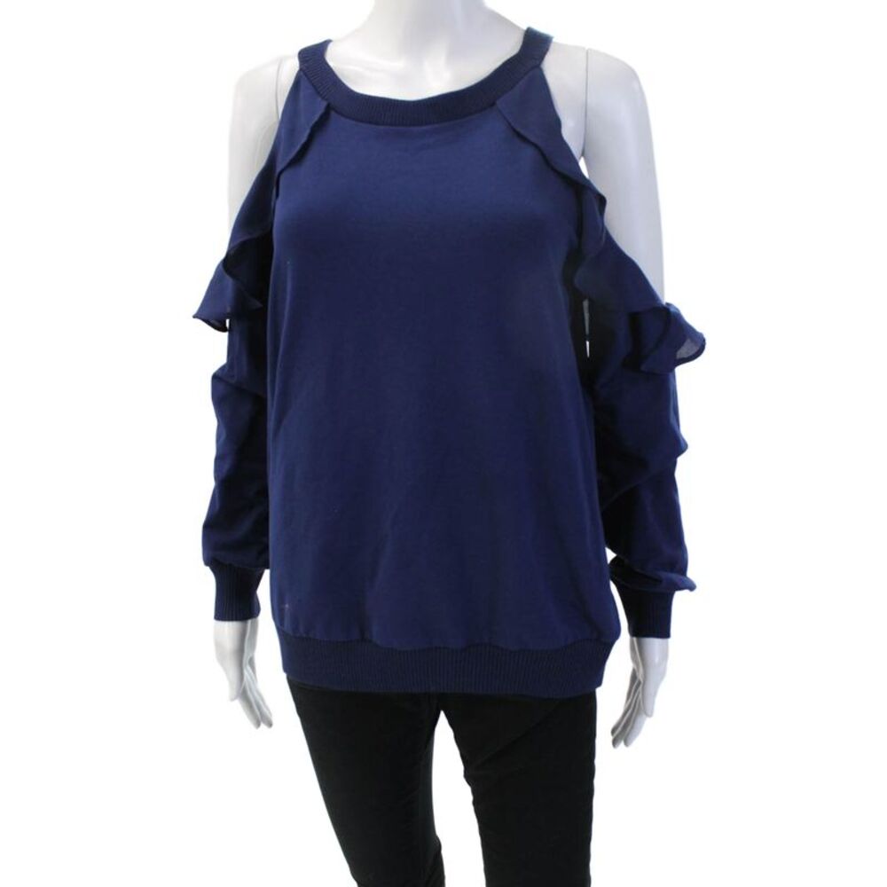 Scripted Womens Dark Blue Crew Neck Long Sleeve Sweatshirt Size XS